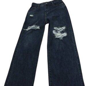 Vintage Ripped Wide-Leg Denim Jeans